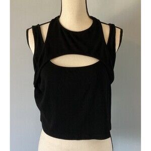SHEIN Curve Women’s Black Crop Top With Front Cutout Halter Style Back 4XL